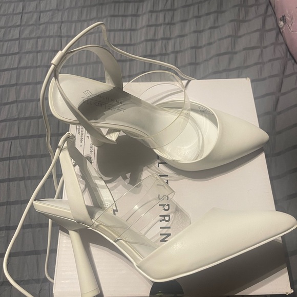 Call It Spring Women's Cream Heels with Clear Straps - Picture 2 of 4